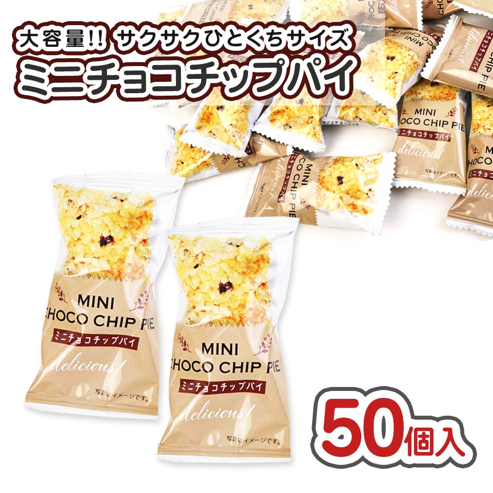 ミニ チョコチップ パイ 大袋 (50個入) / 駄菓子 まとめ買い 業務用 ビスケット お菓子 景品 縁日 お祭り 子ども リアライズ