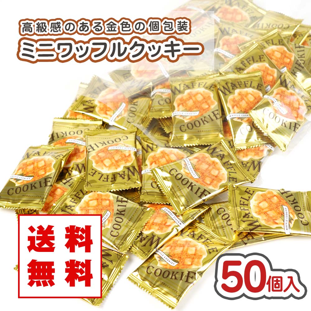 【 メール便 / 送料無料 】リアライズ ミニワッフルクッキー 大袋 ( 50個入 ) 駄菓子 まとめ買い 箱買い カステラ・ビスケット系のお菓子