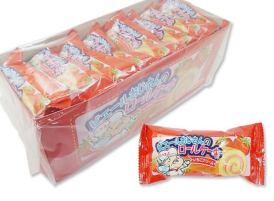 【お菓子のまとめ買い・焼菓子のお菓子】やおきん ピエールおじさんのロールケーキ いちごクリーム(24個入)