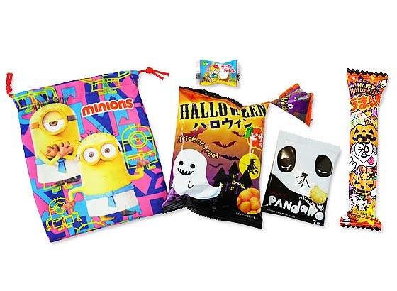 駄菓子セット・キャラクターお菓子の詰め合わせ 河中堂 ミニオンズ巾着 ハロウィン 駄菓子詰め合わせ