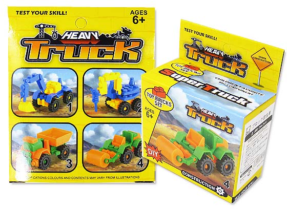 【おもちゃのまとめ買い・ファンシー玩具】 ブロック建設車 4種類 （25個入）