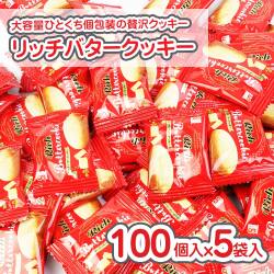 銀の汐 リッチ バタークッキー 大袋 (100個入 x 5袋セット) 駄菓子 まとめ買い セット割引 ビスケット・クッキー系のお菓子