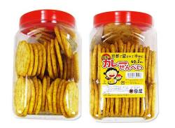 【お菓子のまとめ買い・スナック系の駄菓子】  雷屋　カレーせんべい（60+2入）