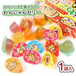 エースベーカリー わんにゃん ゼリー (1袋) 駄菓子 まとめ買い 箱買い 犬 猫 ぜりー ゼリー系のお菓子 業務用
