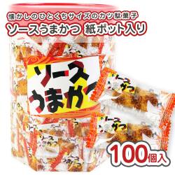 タクマ食品 紙管ソースうまかつ（100個入) 駄菓子 まとめ買い 箱買い おつまみ系