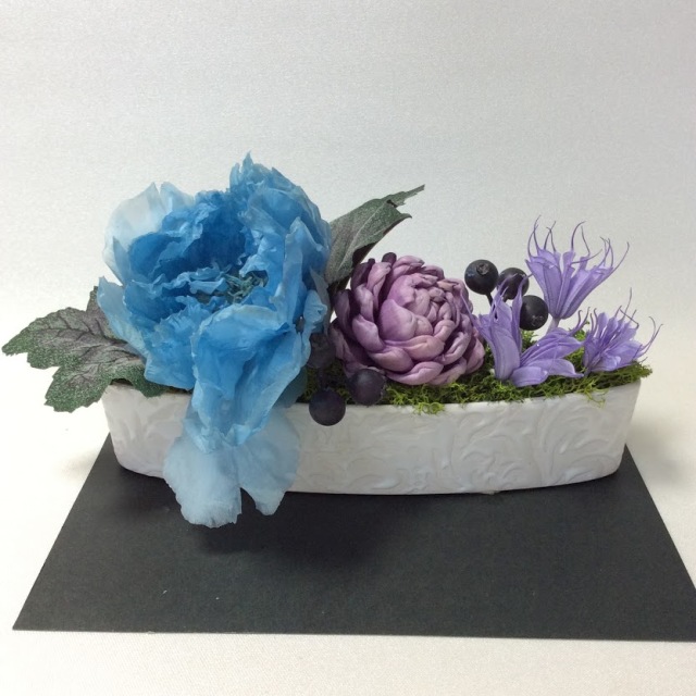 プリザーブドフラワー白陶器（牡丹）◇210-31