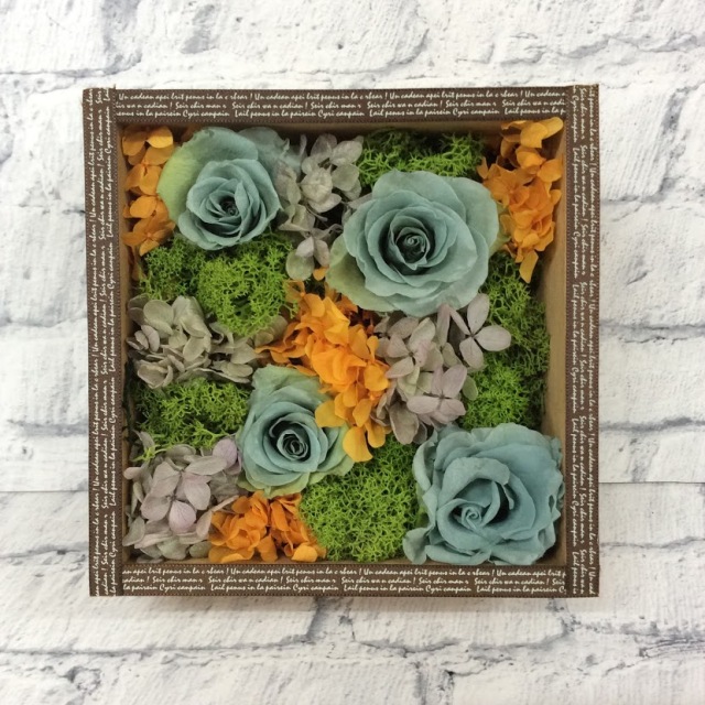 プリザーブドフラワー壁掛け木箱 青系 306 12