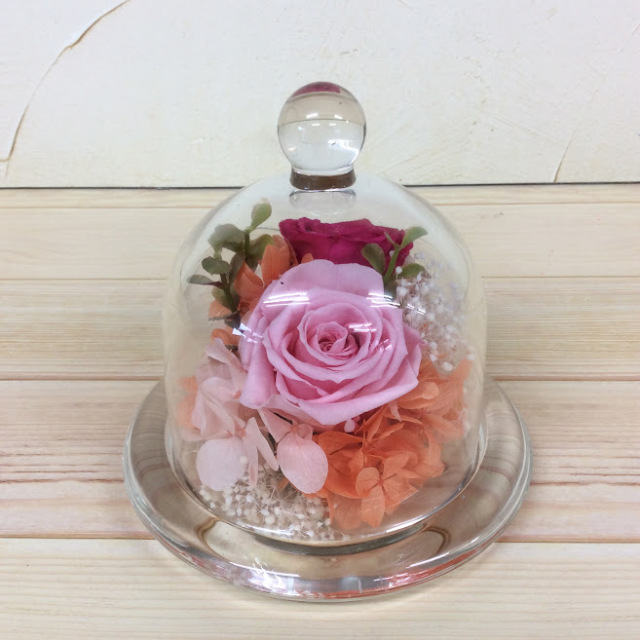 プリザーブドフラワーガラスドーム◇411-35 送料込！