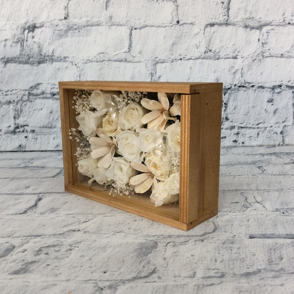 プリザーブドフラワー木箱（白）◇502-38 送料込！