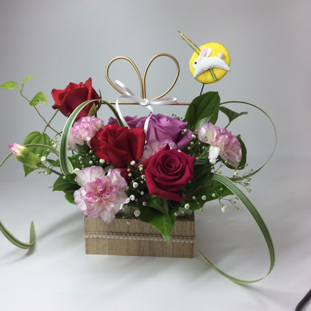 和風のお月見アレンジ3900円(生花)　箱タイプ　送料税込み（本州以外はプラス５００円）◆限定10個