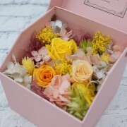 プリザーブドフラワー箱入り（黄色・オレンジ）◆508-03　送料込！