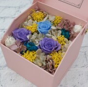 プリザーブドフラワー箱入り（紫・水色）◆508-04　送料込！