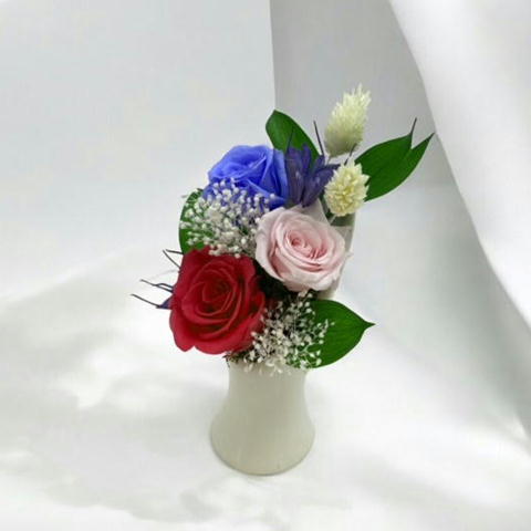 お供え用プリザーブドフラワー（白陶器）607-08