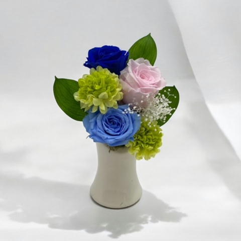 お供え用プリザーブドフラワー（白陶器）607-09