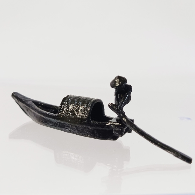 ミニチュア 添配 盆景 蝋型鋳物 銅製 舟人（ふなびと）