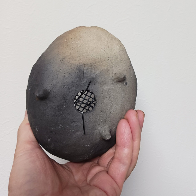 鉢は樹や草花の表情をがらっと変える【炭化焼締鉢 真山茜】