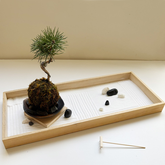 送料無料（本州・四国のみ）枯山水×苔玉 枯山水キット 玉砂利中サイズ