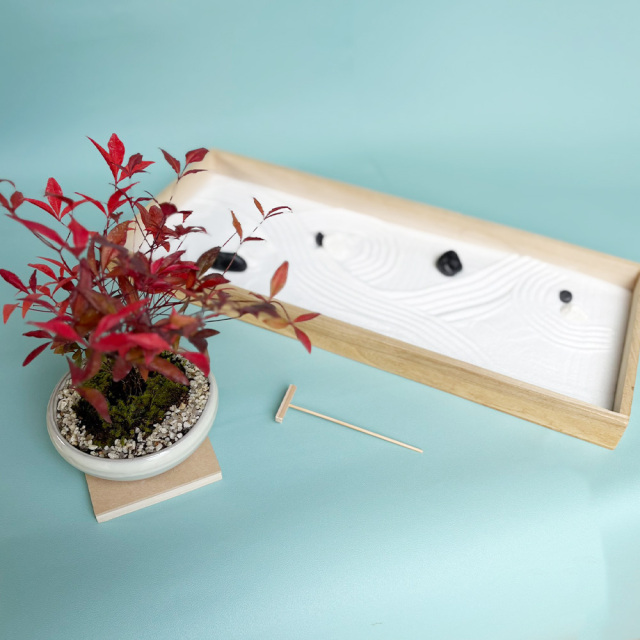 枯山水玉砂利南天