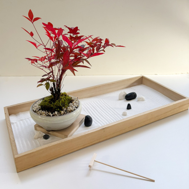 枯山水玉砂利南天