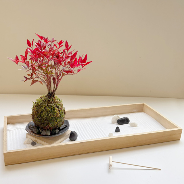 送料無料（本州・四国のみ）枯山水×苔玉 枯山水キット 玉砂利中サイズ