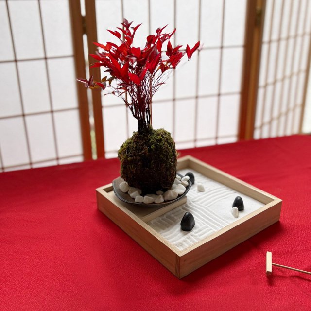 枯山水玉砂利南天