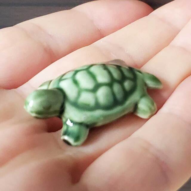 添配や盆景に【ミニチュア 緑亀（みどりがめ） 幅3．5cm】かめ