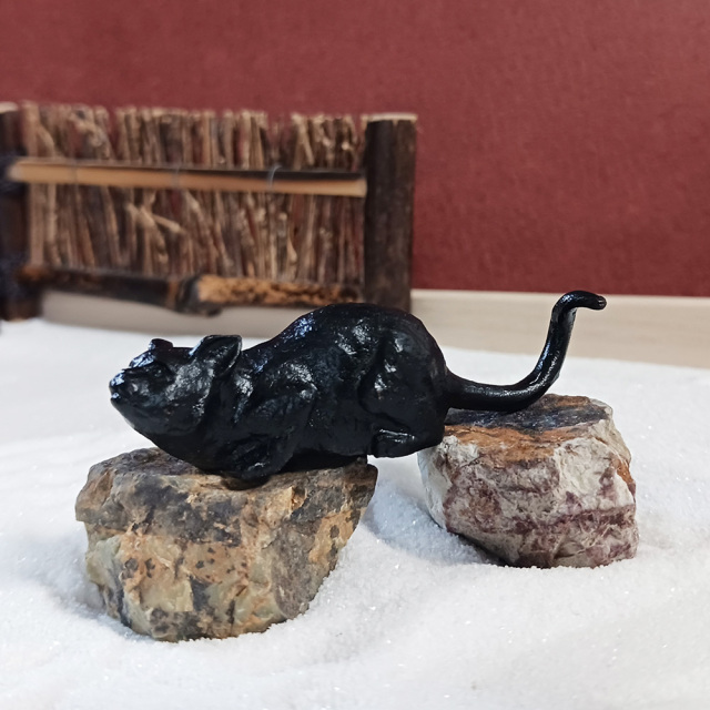 ミニチュア 添配 盆景 蝋型鋳物 銅製 猫（ねこ）