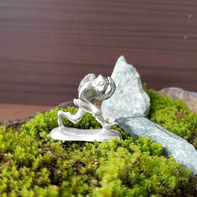 錫製 ミニチュア 鳥獣戯画 サル（さる）】猿 モンキー 枯山水 苔盆栽