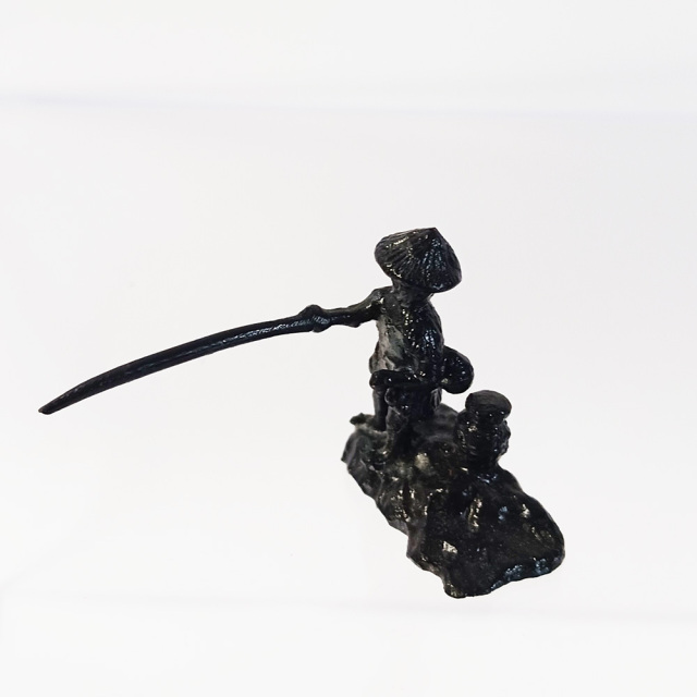 ミニチュア 添配 盆景 蝋型鋳物 銅製 釣り人（つりびと）