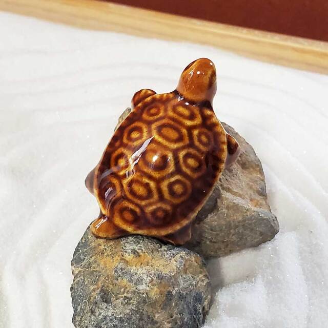 カメ樣専用 あなただけの世界をどうぞ【ミニチュア 茶亀（ちゃがめ） 幅4．5cm】