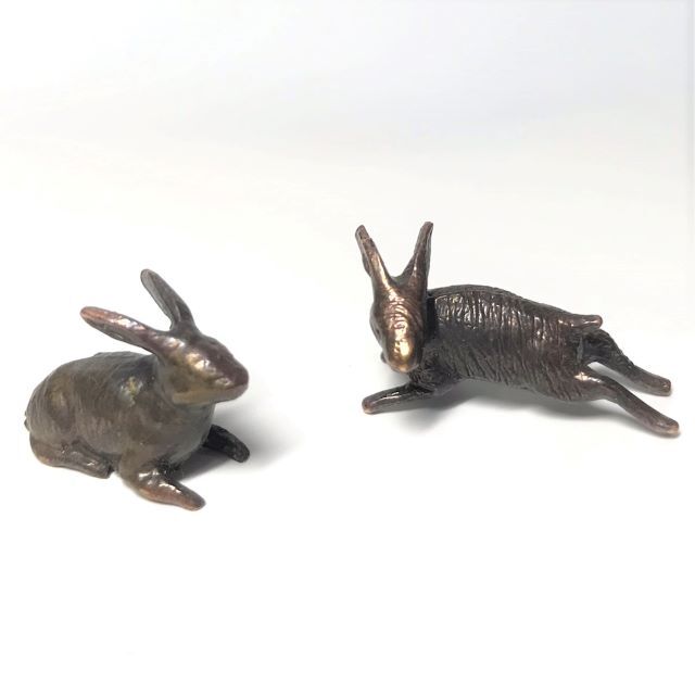 あなただけの世界をどうぞ【盆景 兎 対 銅製 】うさぎ ウサギ