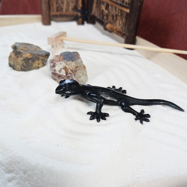 ミニチュア 添配 盆景 蝋型鋳物 銅製 ヤモリ