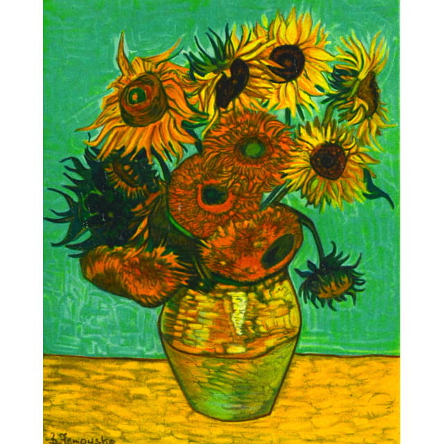 ゴッホ　12本のひまわり　複製画　リトグラフ　版画　ミュンヘン・ノイエピナコテーク原画所蔵