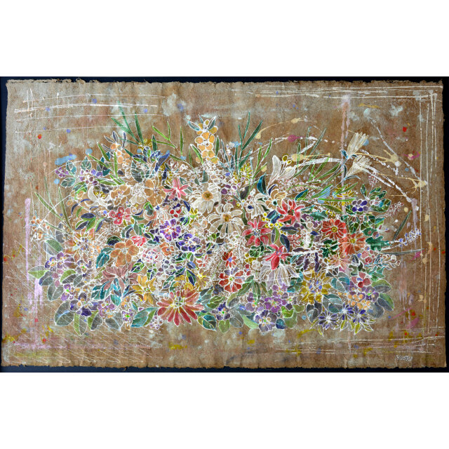 平林美奈子　絵画　和　ミクストメディア　30号