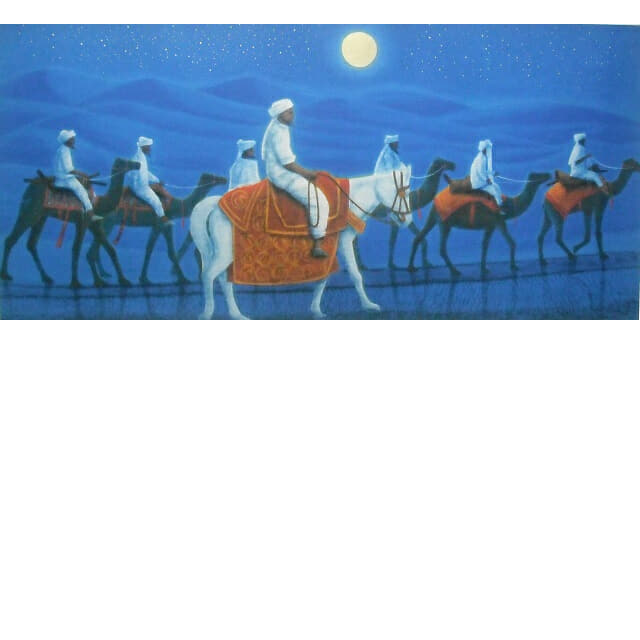 平山郁夫　アフガニスタンの砂漠を行く・月　喜寿記念リトグラフ