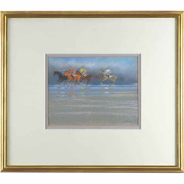 ピエール・ドートルロー　パステル画　ドービルの乗馬　額付き