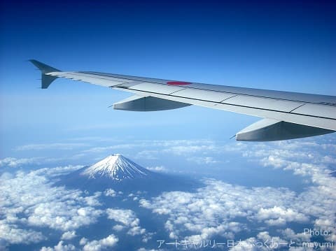 富士山　飛行機から見る景色