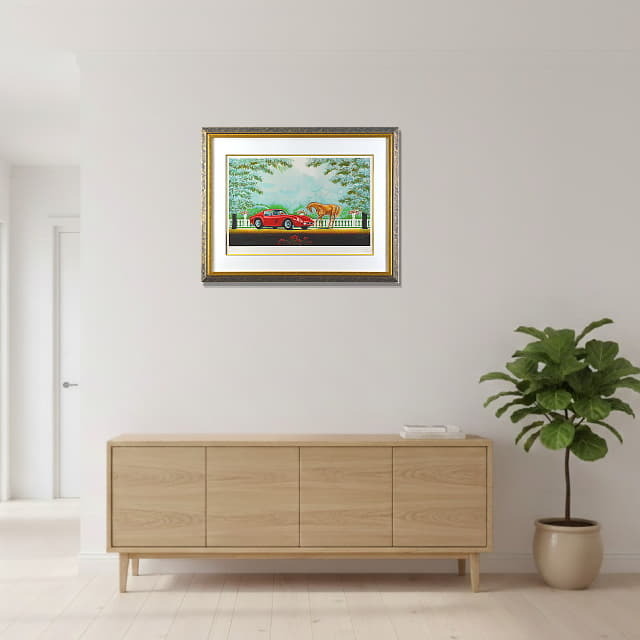 フランソワーズ・ド・ゲイル　Francoise de Gail 「ル・カバリエ」　オリジナル・リトグラフ 　　絵を飾ったイメージ 玄関