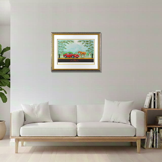 フランソワーズ・ド・ゲイル　Francoise de Gail 「ル・カバリエ」　オリジナル・リトグラフ 　　絵を飾ったイメージ リビング