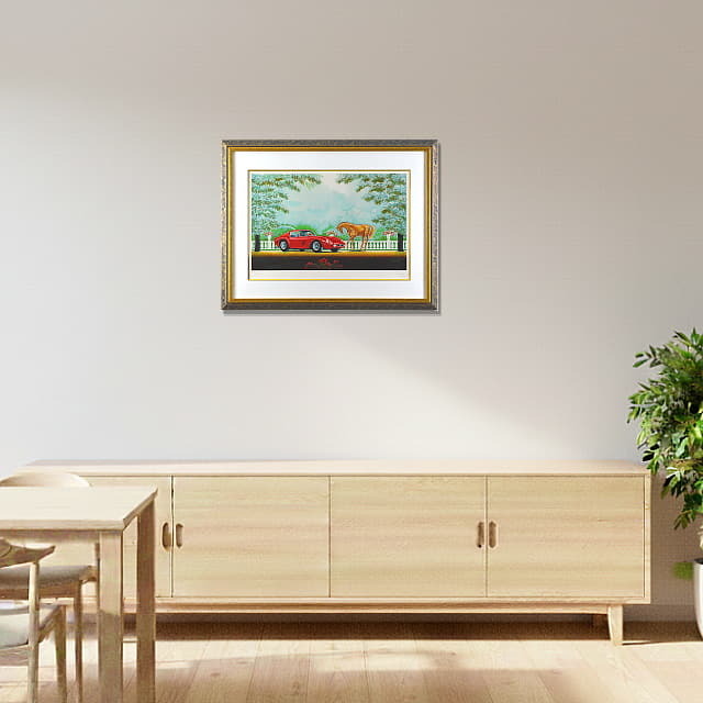 フランソワーズ・ド・ゲイル　Francoise de Gail 「ル・カバリエ」　オリジナル・リトグラフ 　　絵を飾ったイメージ ダイニングルーム