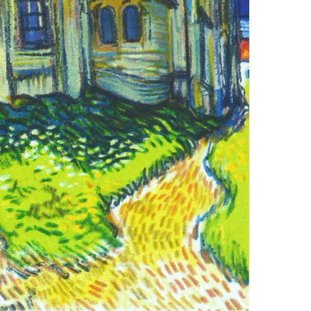 ゴッホ　オーヴェルの教会　複製画　部分拡大　右下