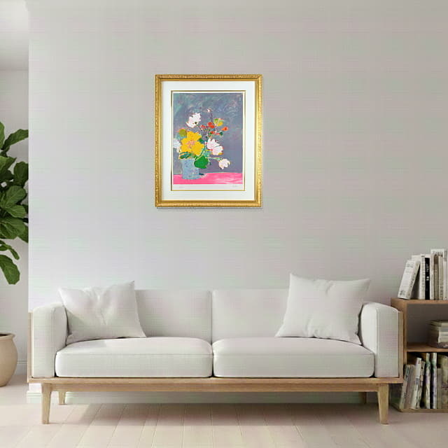 ジル・ゴリチ「黄色いパンジー」リトグラフ 直筆サイン入り｜絵画販売