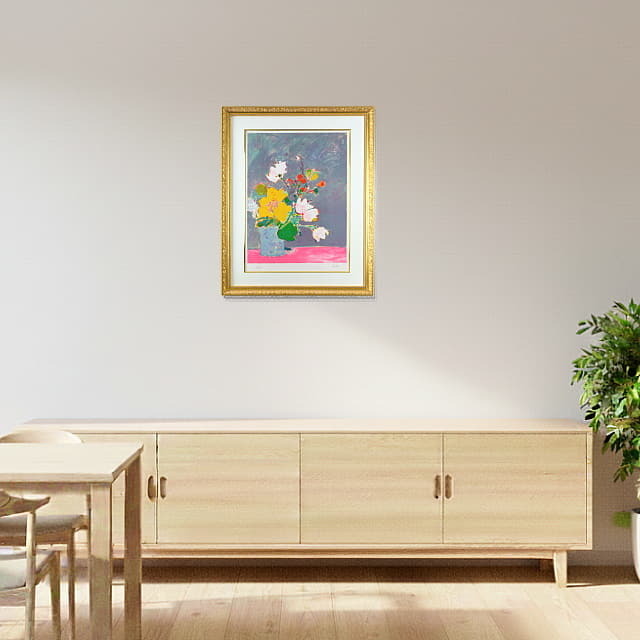 ジル・ゴリチ「黄色いパンジー」リトグラフ 直筆サイン入り｜絵画販売