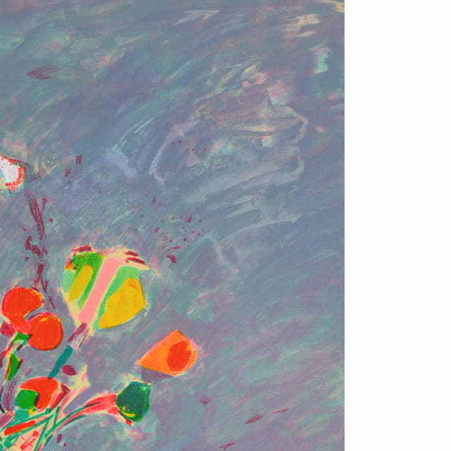 ゴリチ　黄色いパンジー　オリジナル・リトグラフ　部分拡大　右上