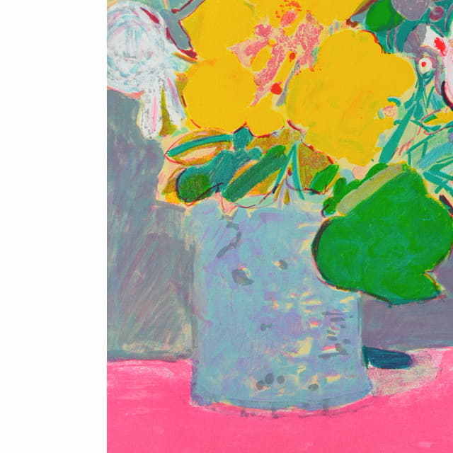 ゴリチ　黄色いパンジー　オリジナル・リトグラフ　部分拡大　左下