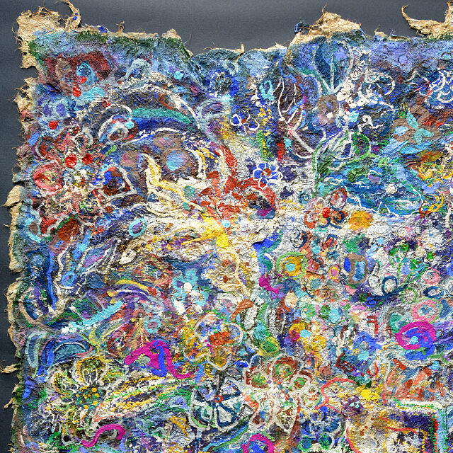 平林美奈子　絵画　アフレルホドニ　ミクストメディア　30号　部分拡大（左上）