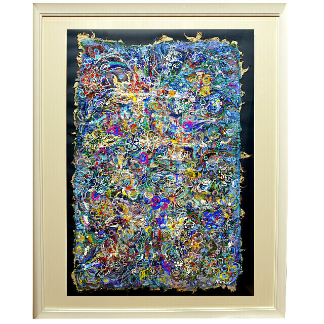 平林美奈子　絵画　アフレルホドニ　ミクストメディア　30号 額付き