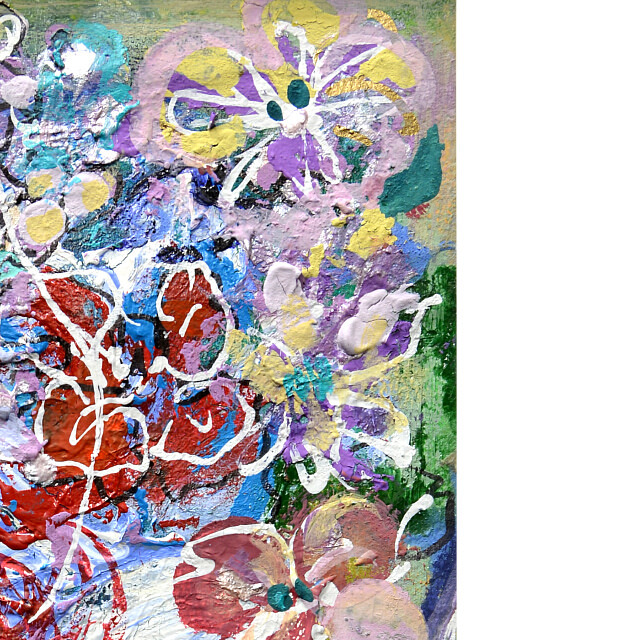 平林美奈子　絵画　蝶の軌　I　ミクストメディア　2号　部分拡大（右上）