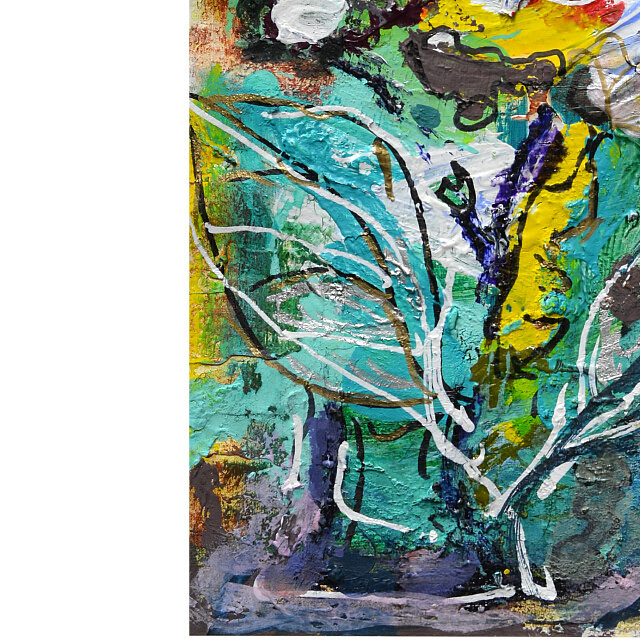 平林美奈子　絵画　蝶の軌　ＩＩ　ミクストメディア　2号　部分拡大（左下）