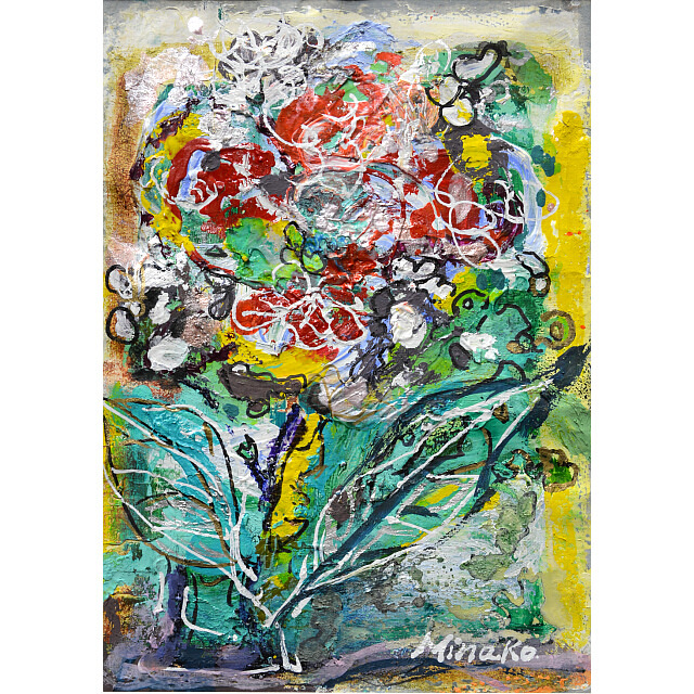 平林美奈子 絵画作品 「蝶の軌 II」 ミクストメディア F2号のご購入